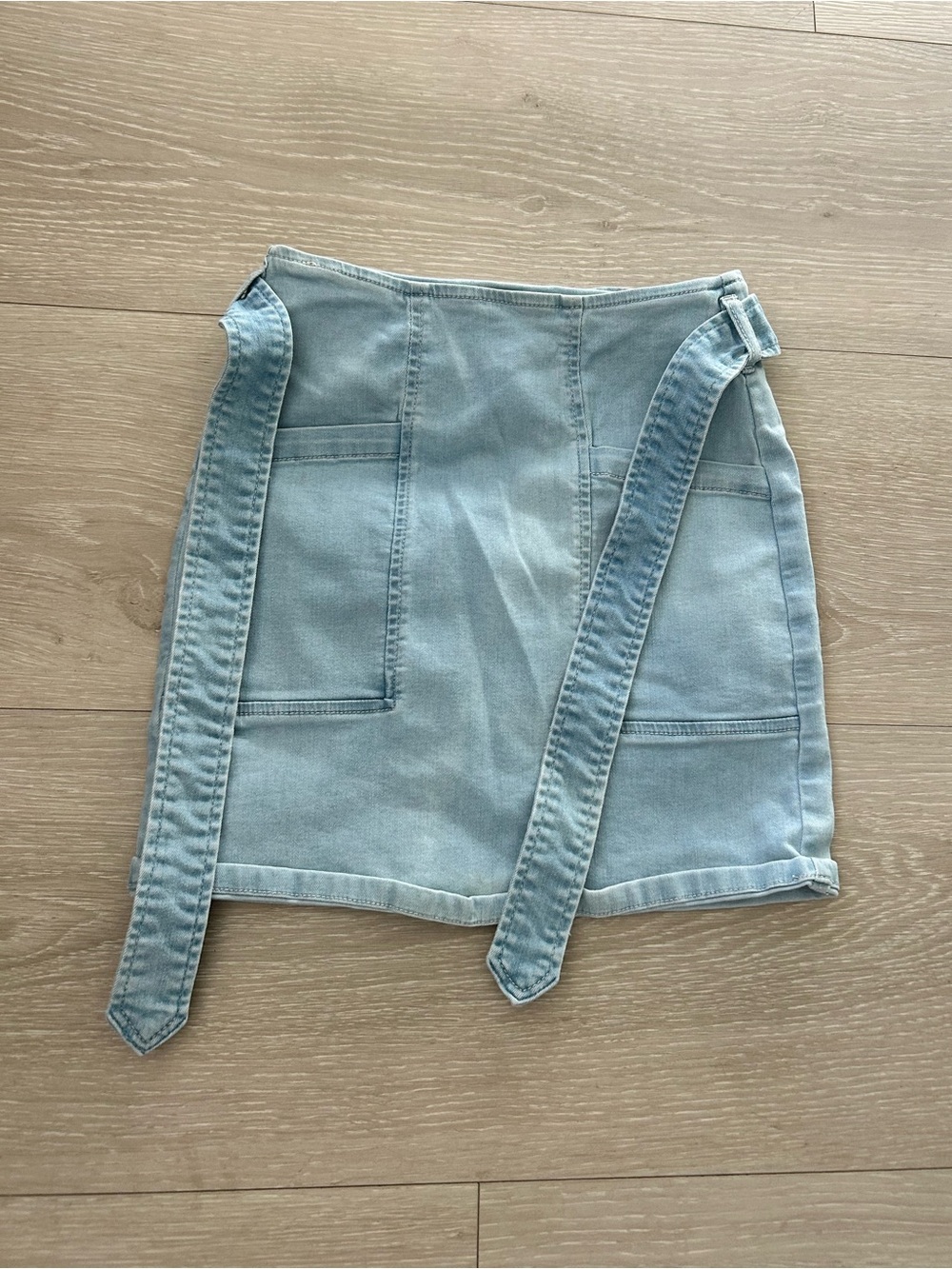 Forever 21 Light Blue Denim Mini Skirt with Tie Waist